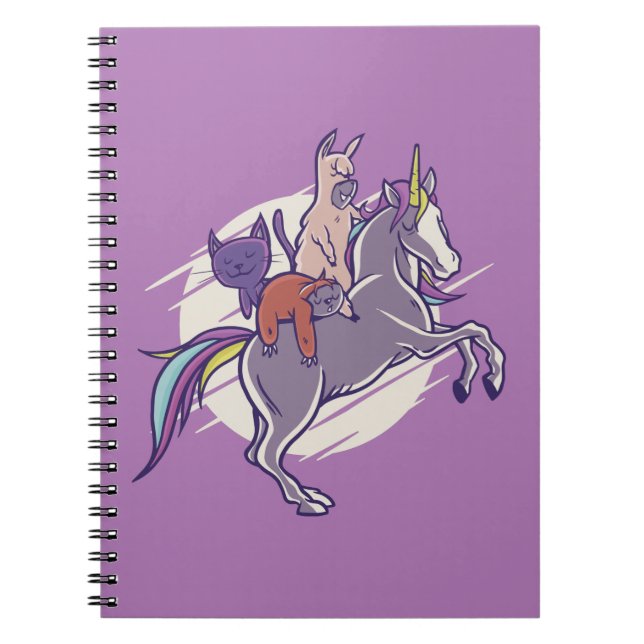 Magical Friends |Unicorn, Alpaca, Kitten, Sloth Notebook (Front)