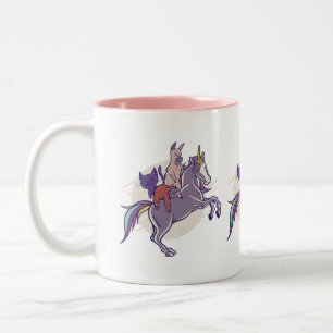 Magical Friends Unicorn, Alpaca, Kitten, Sloth Two-Tone Coffee Mug