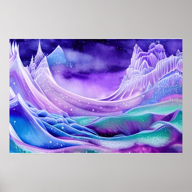 Magical Frozen Ice Seas  Digital Art Poster (Front)