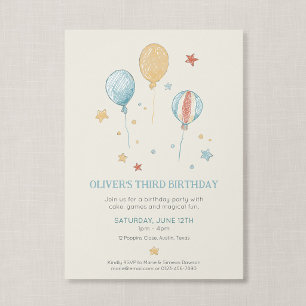 Magical Fun Vintage Balloon Kids Birthday Invitation