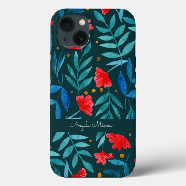 Magical garden - dark teal and red Case-Mate iPhone case (Back)