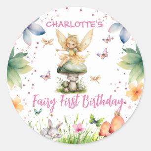 Magical Garden Fairy 1st Birthday  Classic Round Sticker