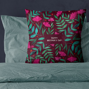 Magical garden - magenta and green Mother's Day Cushion