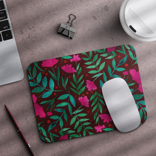Magical garden magenta and green mouse mat