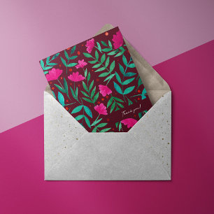 Magical garden - magenta and green Thank you card