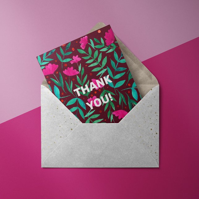 Magical garden - magenta Thank you Card (Creator Uploaded)