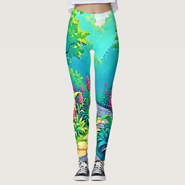 Magical Garden Path Design Leggings (Front)