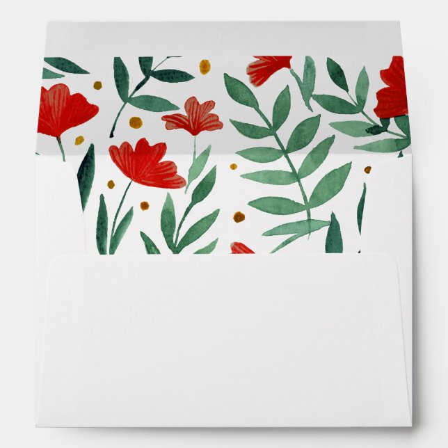Magical garden - red and green florals envelope (Back (Bottom))