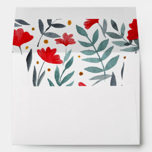 Magical garden - red and grey floral envelope