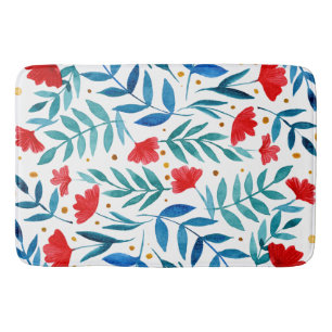 Magical garden - red and turquoise  bath mat