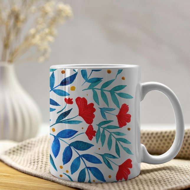 Magical garden - red and turquoise coffee mug (Creator Uploaded)
