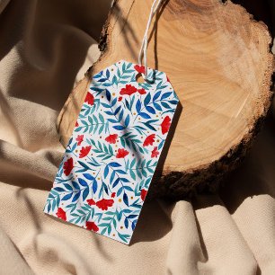 Magical garden - red and turquoise gift tags