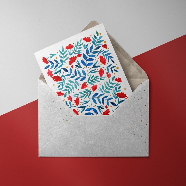 Magical garden - red and turquoise holiday card (Creator Uploaded)