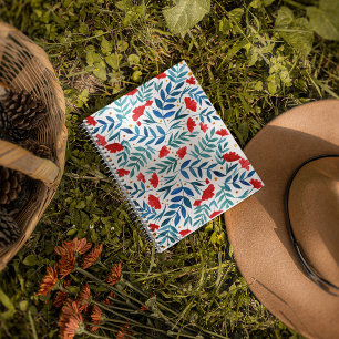 Magical garden - red and turquoise notebook