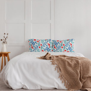 Magical garden - red and turquoise pillowcase
