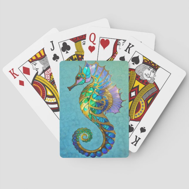 Magical Gilded Seahorse Playing Cards (Back)