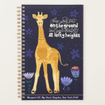 Magical Giraffe Planner<br><div class="desc">From the vibrant Scandinavian-style African-themed "Magic Giraffes" Folk Art Collection,  the typographic "Keep Your Feet on the Ground and Your Thoughts at Lofty Heights" floral planner with a custom text section for address on the cover.</div>