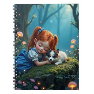 Magical Girl and Puppy in Enchanted Forest Notebook