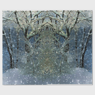 Magical Glittering Winter Wonderland Snowy Forest Wrapping Paper