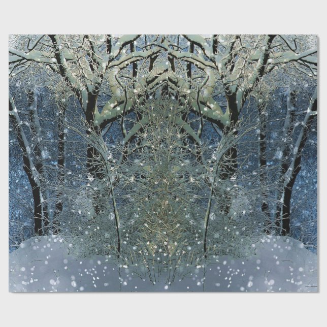 Magical Glittering Winter Wonderland Snowy Forest  Wrapping Paper (Flat)