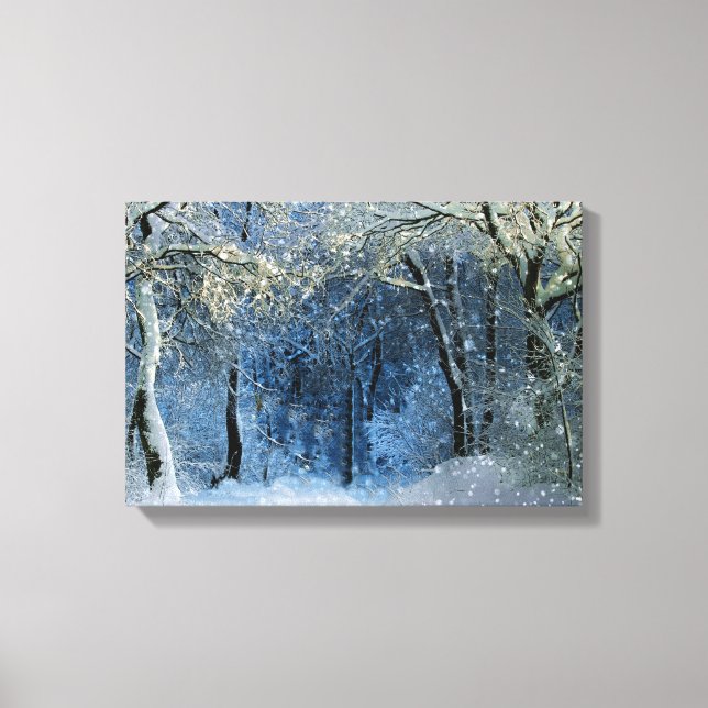 Magical Glittery Sunshine Snow Forest Wonderland Canvas Print (Front)