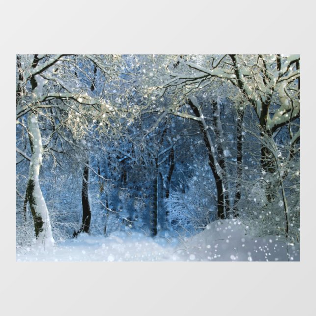 Magical Glittery Sunshine Snow Forest Wonderland Window Cling (Sheet)