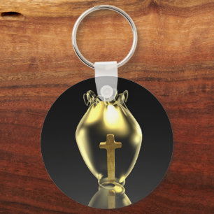 Magical glowing chalice in the church.personalized key ring