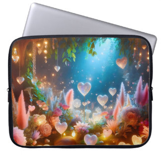 Magical Glowing Flowers Heart Garden  Laptop Sleeve