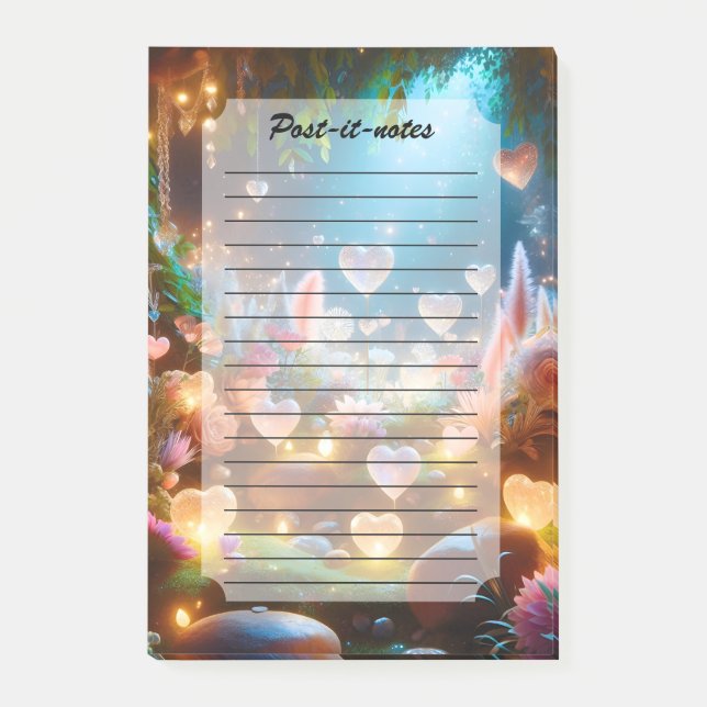 Magical Glowing Flowers Heart Garden  Post-it Notes (Front)