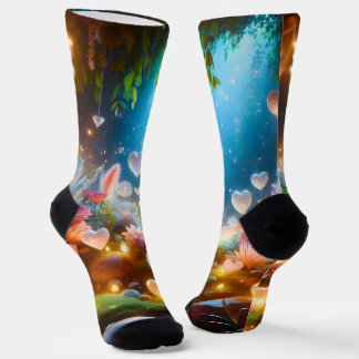 Magical Glowing Flowers Heart Garden  Socks