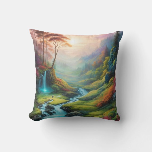 Magical Glowing Forest Nature Landscape  Cushion (Front)