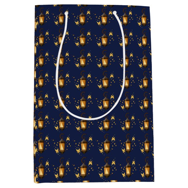 Magical Glowing Lanterns and Butterflies Medium Gi Gift Bag (Front)