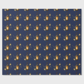 Magical Glowing Lanterns and Butterflies Wrapping Paper