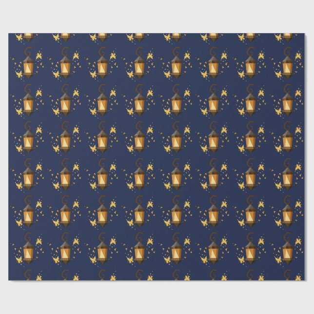 Magical Glowing Lanterns and Butterflies Wrapping  Paper (Flat)