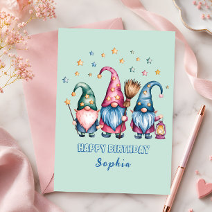 Magical Gnome Trio Birthday Card