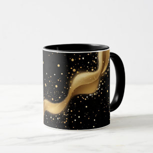 Magical Gold Dust Wave on Black Mug