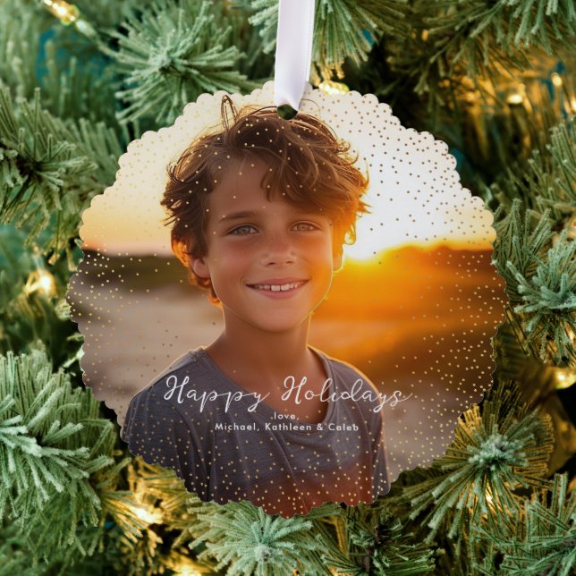 Magical Gold Snow | Christmas Holiday Photo Tree Decoration Card (Insitu (Tree))