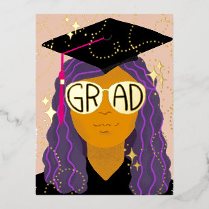Magical Grad Glasses Congratulations Graduate Foil Holiday Postcard