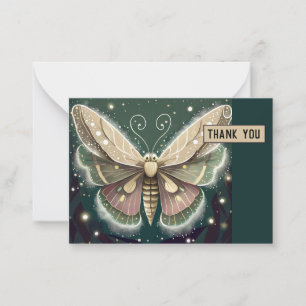 Magical Green and Brown Luna Moth Thank You Card