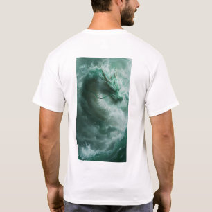 Magical Green and White Dragon Swimming T-Shirt