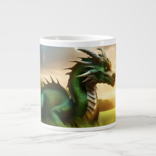 MAGICAL GREEN DRAGON FANTASY LARGE COFFEE MUG