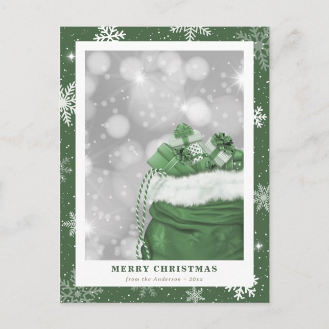 Magical Green Merry Christmas Holiday Postcard (Front)