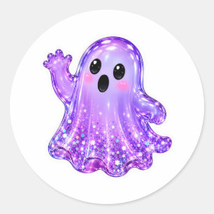 Magical Green Slime Ghost Wearing Witch Hat Vinyl Classic Round Sticker