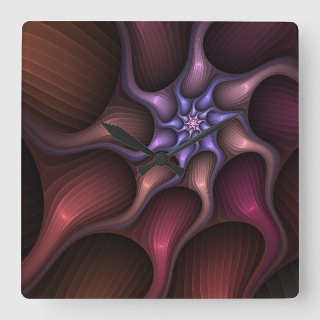 Magical Growth Modern Abstract Colourful Fractal Square Wall Clock (Front)