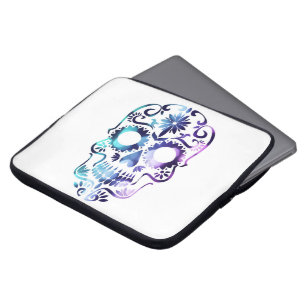 MAGICAL GYPSY SUGAR SKULL PRINT BLUE PURPLE HAZE LAPTOP SLEEVE