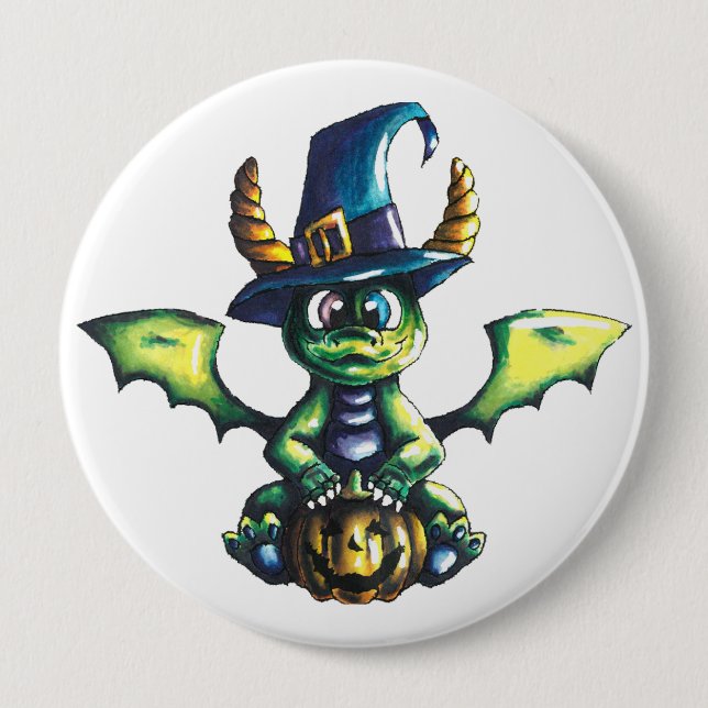 Magical Halloween Dragon Design 10 Cm Round Badge (Front)