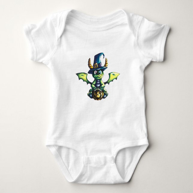Magical Halloween Dragon Design Baby Bodysuit (Front)