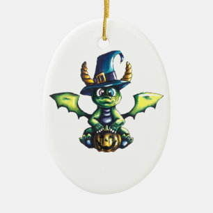 Magical Halloween Dragon Design Ceramic Tree Decoration