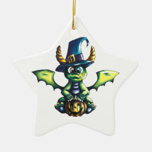 Magical Halloween Dragon Design Ceramic Tree Decoration