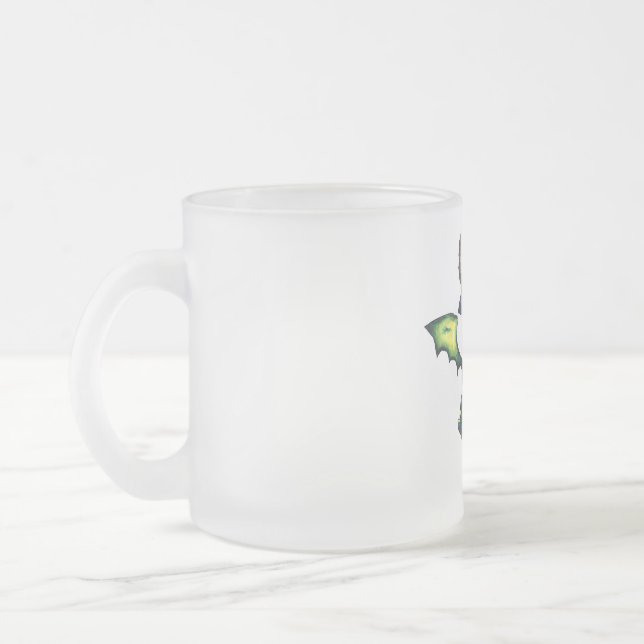 Magical Halloween Dragon Design Frosted Glass Coffee Mug (Left)